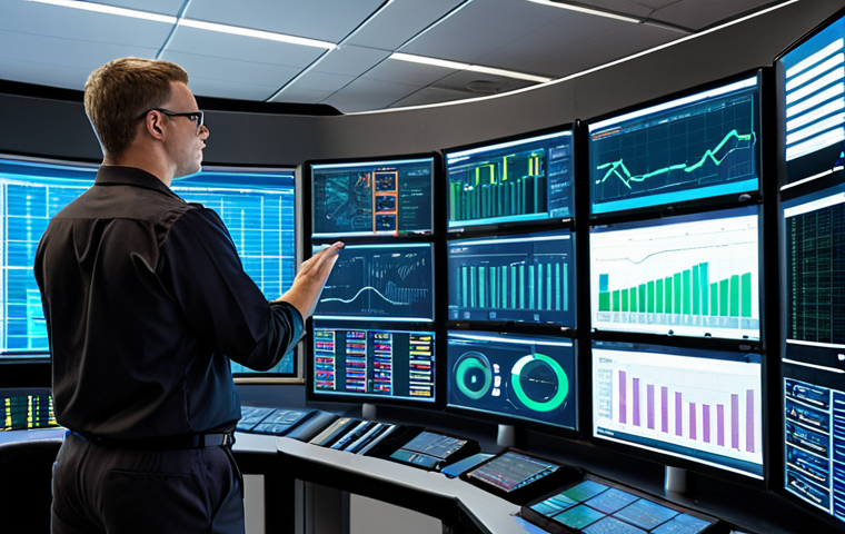 **
A bustling data center visualized as a futuristic control room. Technicians monitor holographic displays filled with real-time data streams representing service performance, network traffic, and customer activity. The atmosphere is energetic, showcasing the power of big data driving proactive service management and predicting potential system disruptions. Focus on clean, modern design with bright, easily readable data visualizations.
**