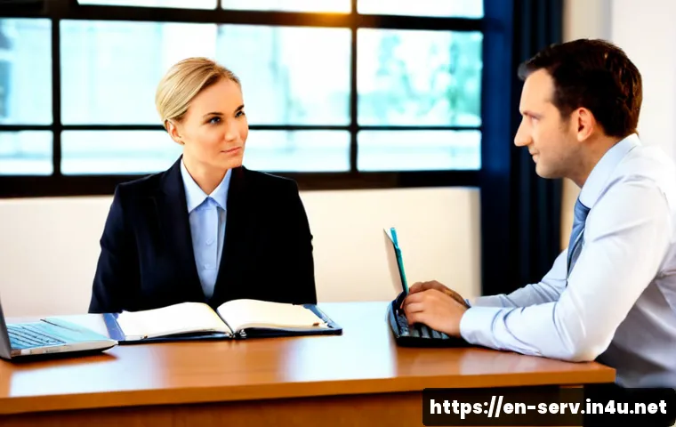 Home 17 서비스관리사와 고객 클레임 관리 사례 - Photorealistic customer service management consultation in a modern American office, experienced ser...
